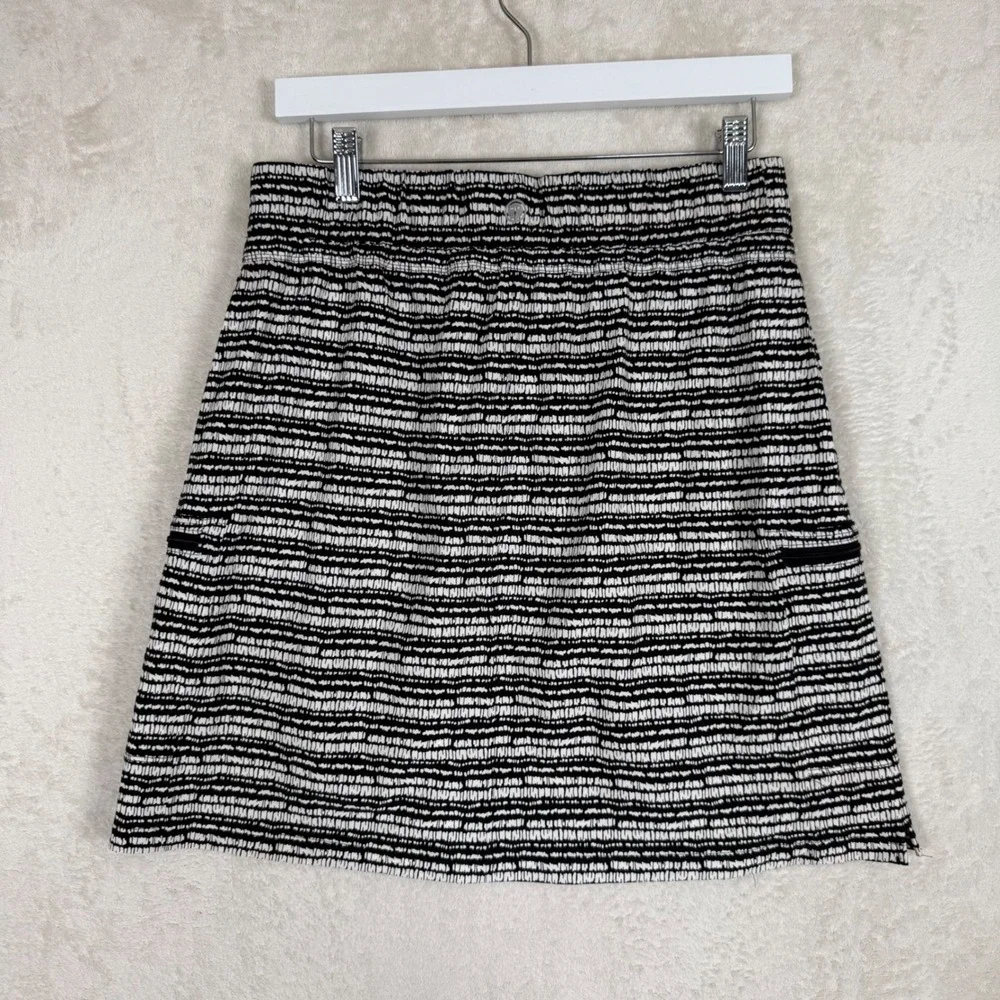 NWT Talbots Women Small Black White Dash Print Active Skort Drawstring Pockets